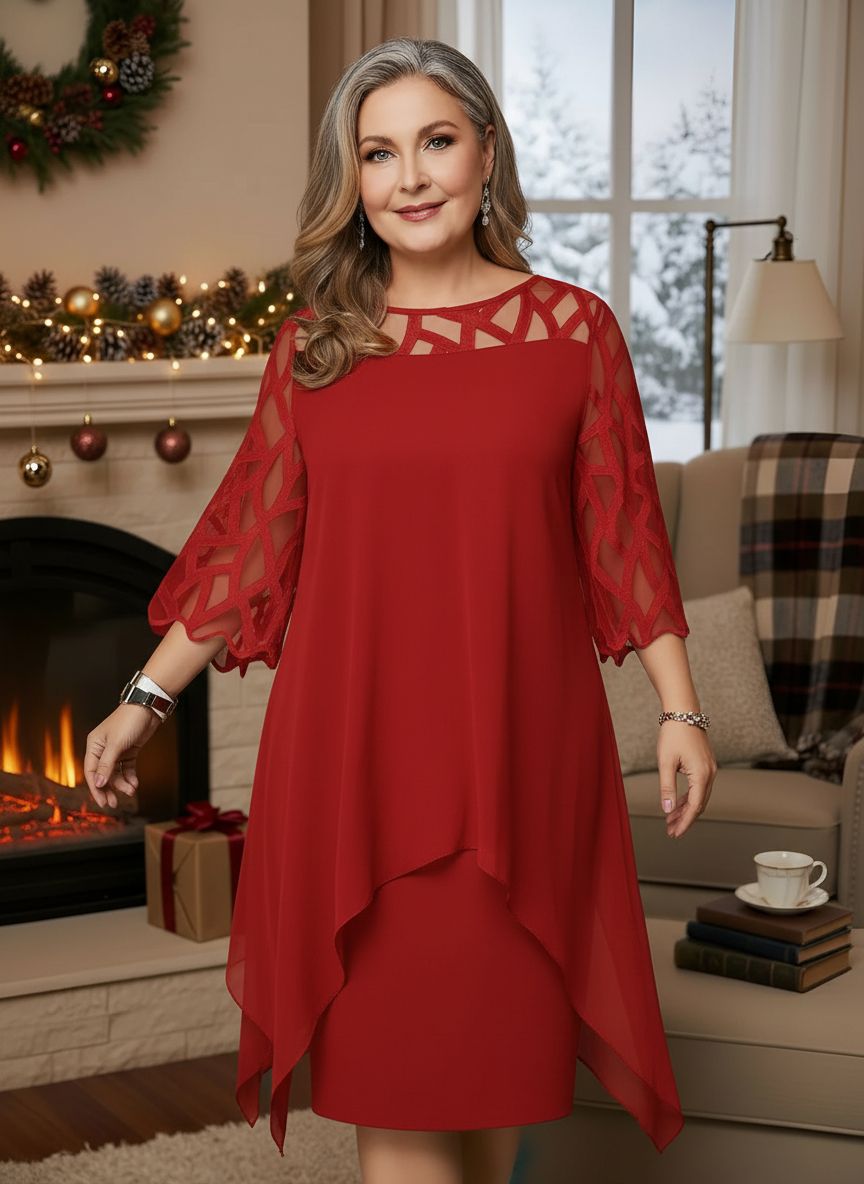 : Josephine™ Elegant Lace Dress in Red van Paper Favor
