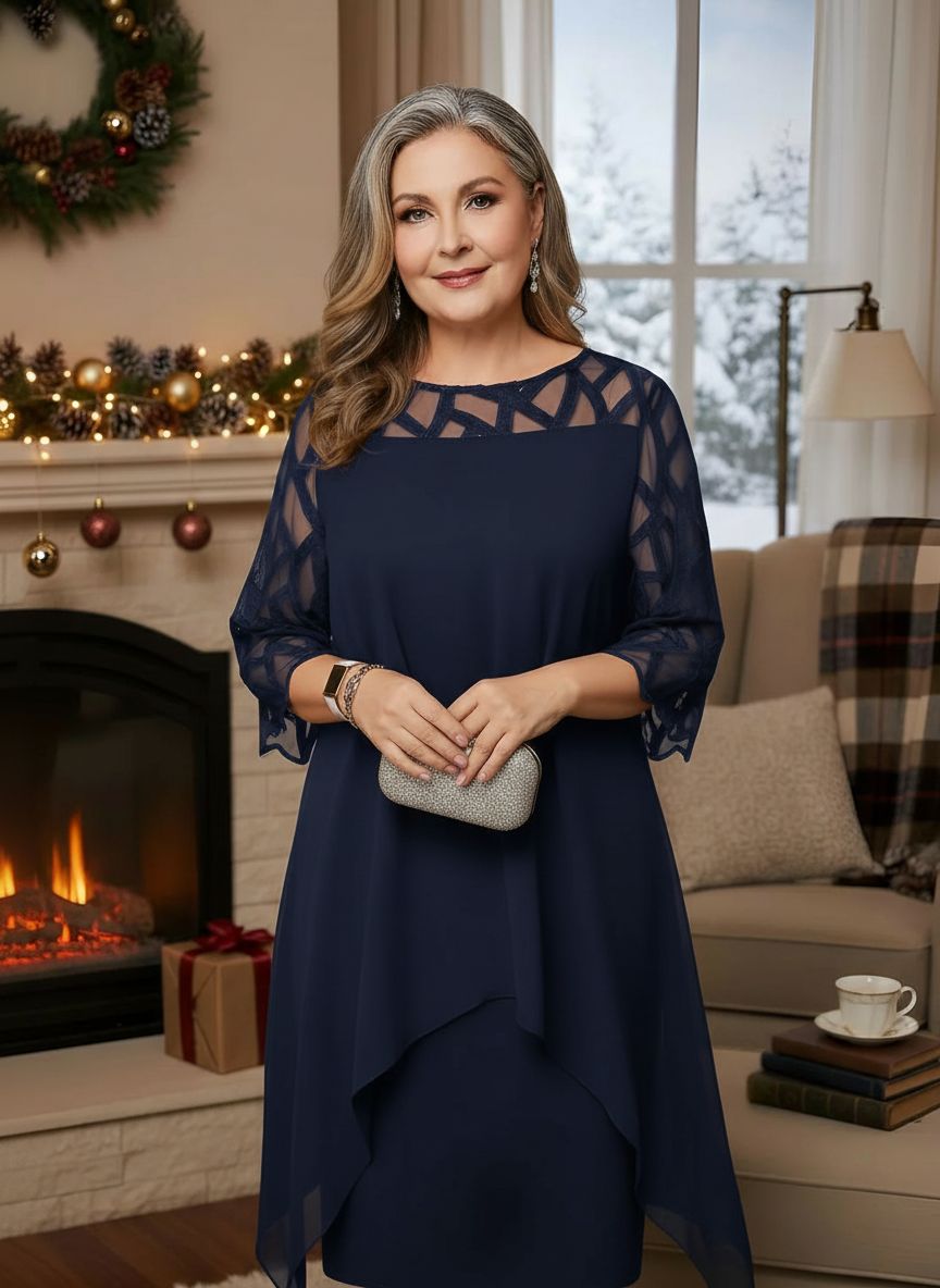 : Josephine™ Elegant Lace Dress in Deep Blue van Paper Favor