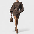 Women's Cléa - Chic Short Knit Dress with a Structured Belt