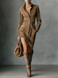 Women's Ultimate chic: modern faux suede wrap dress