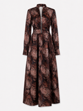 Rochie maxi vintage cu imprimeu paisley și fermoar, pentru femei