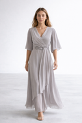 Women's Women’s Long V-Neck Dress – Elegant Occasion Wear
