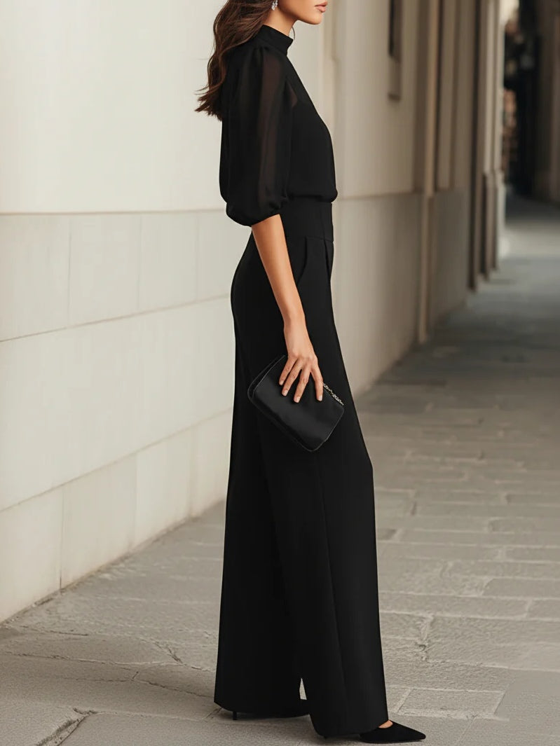 Matching Sets : Elodie | Top And Wide-leg Pants Three-piece Set in van Paper Favor