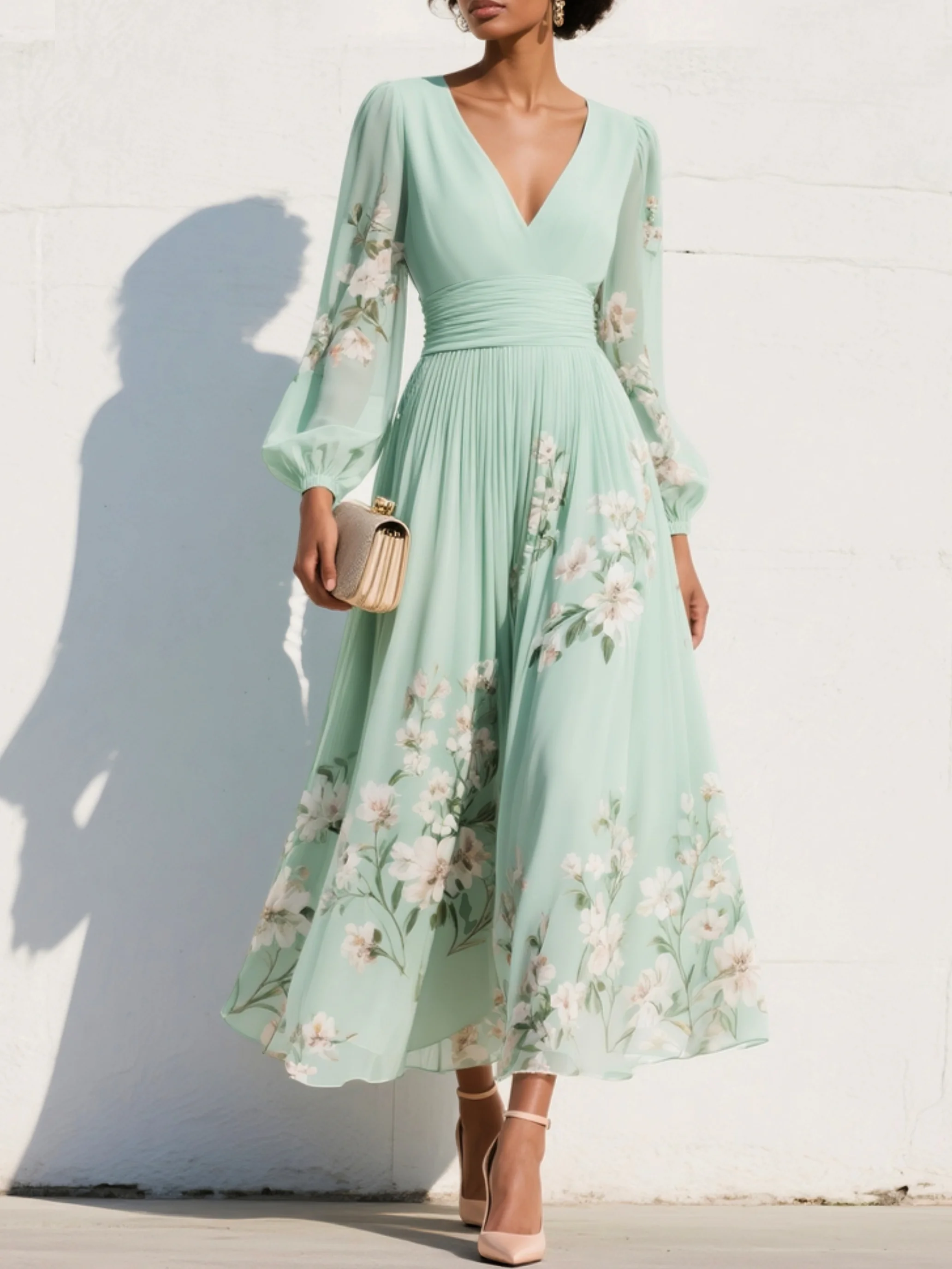 : Odelia - Floral Midi Dress in 2XL van Paper Favor