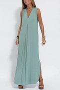 Women's Sleeveless Solid Color Maxi Dress for an Elegant and