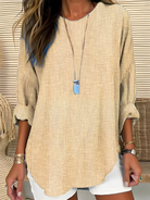 Blouse : Jessa | Trendy Striped Blouse in Khaki van Paper Favor