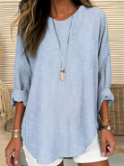 Blouse : Jessa | Trendy Striped Blouse in Blue van Paper Favor