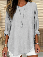 Blouse : Jessa | Trendy Striped Blouse in Grey van Paper Favor