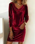 Women's Frosina Velvet Loose-Fit Dress – Effortless Elegance & Comfort