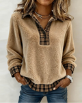Isabelle Chic Check-Collar Knit Top