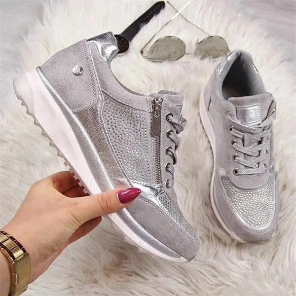 : Ginette - Zip-Up Orthopedic Sneakers in van Paper Favor