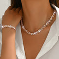 Elegant Glass Rhinestone Fish-Tail Jewelry Set