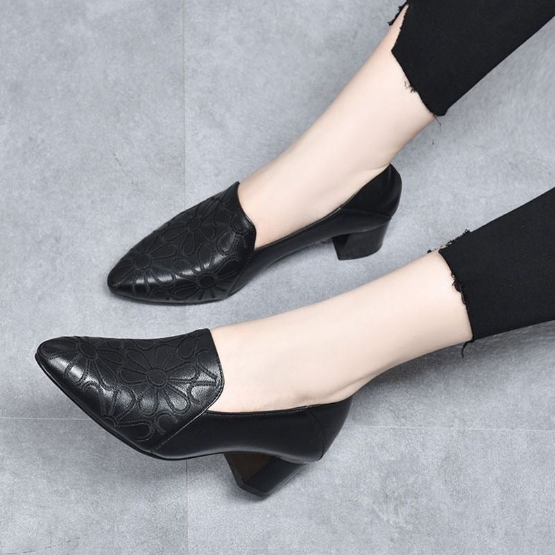 Tonette Soft Leather Embroidered Pumps - Elegant Craftsmanship, All-Day Comfort