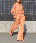 Women's Zoe Set: Relaxed Oversized Shirt with Flowy Wide-Leg Pants
