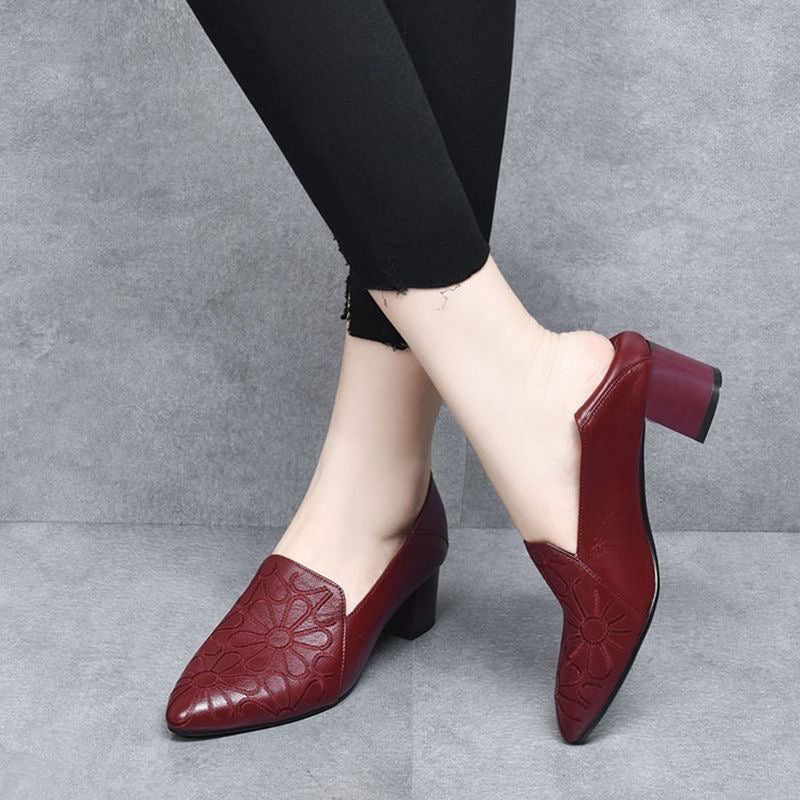 Tonette Soft Leather Embroidered Pumps - Elegant Craftsmanship, All-Day Comfort