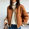 Women's Rosalie Buttoned Sheepskin Jacket - Luxurious Warmth,