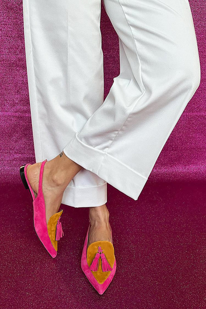 : Frendessa | Fringe Ballet Flats with Ankle Strap in Yellow van Paper Favor