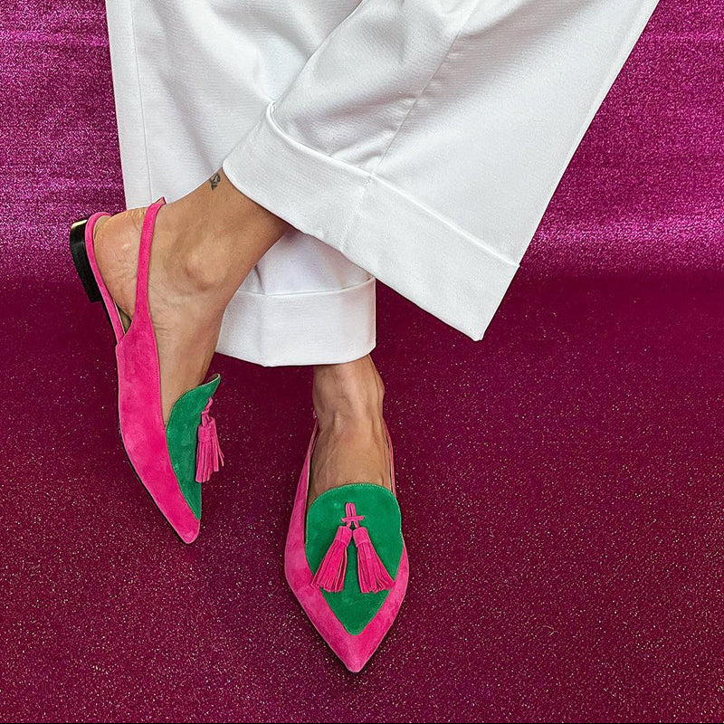 : Frendessa | Fringe Ballet Flats with Ankle Strap in van Paper Favor