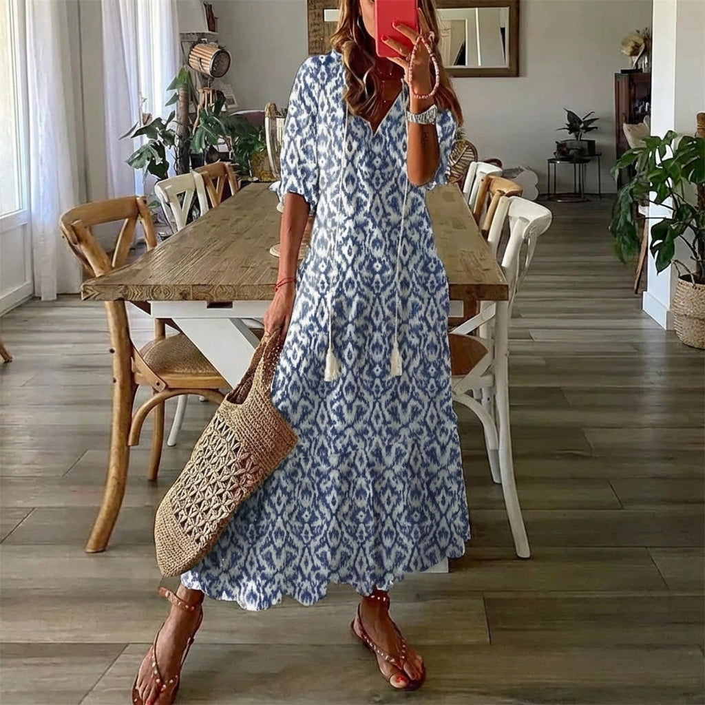 Dress : ARIA | Boho Tummy Coverage Dress in van Paper Favor