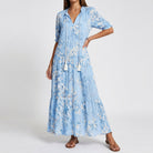 Dress : ARIA | Boho Tummy Coverage Dress in Light Blue van Paper Favor