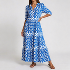 Dress : HAZEL | Chain Link Midi Dress in Blue van Paper Favor