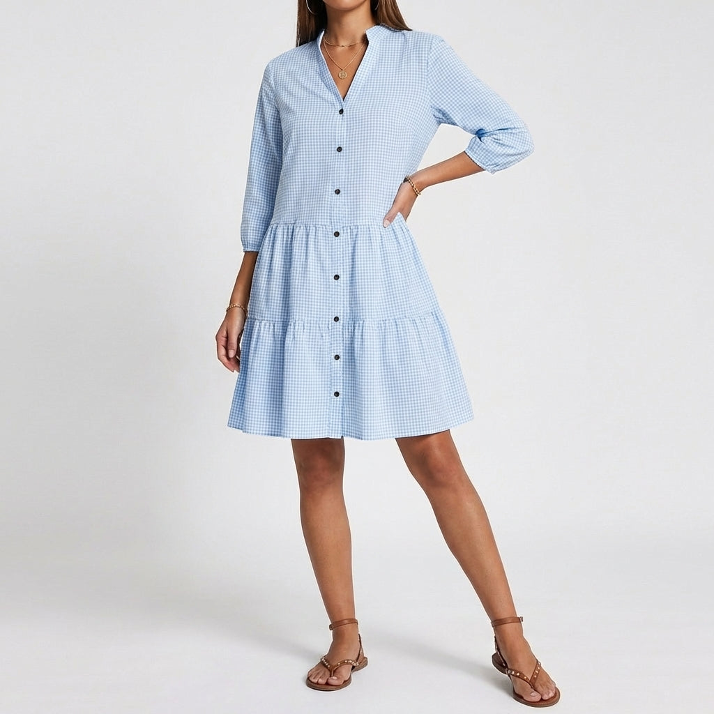 Dress : LILY | Shirt Dress in Blue van Paper Favor