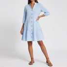 Dress : LILY | Shirt Dress in Blue van Paper Favor