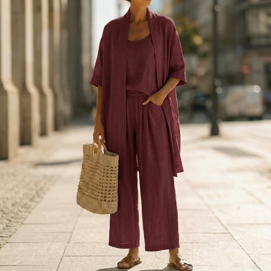 Set : Abigail | Elegant Three-Piece Set in Wine Red van Paper Favor
