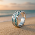 Elegant Turquoise and Silver Waves Ring