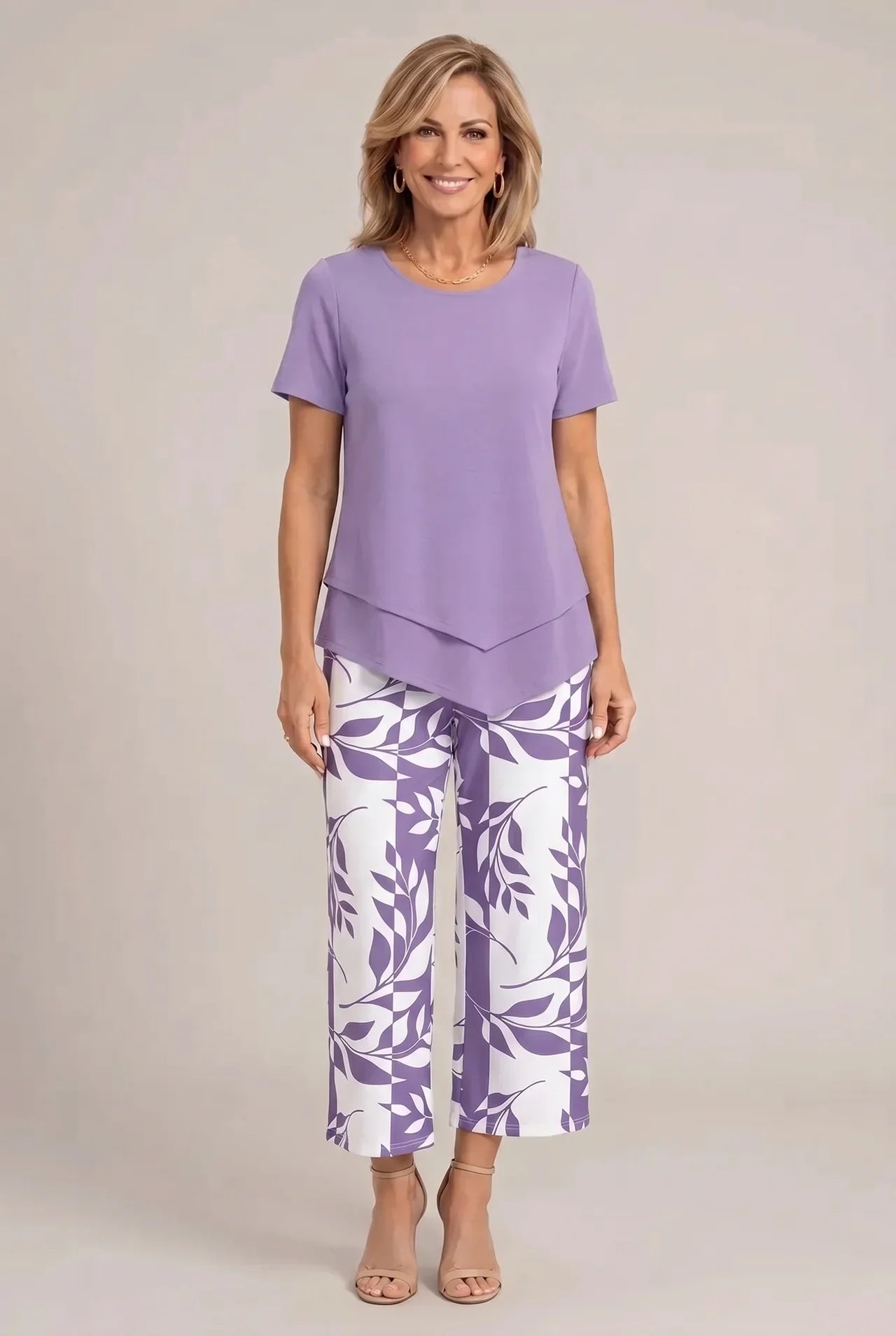 Tailored Two-Piece Wide Leg Set : Aeryssa - Tailored Two-Piece Wide Leg Set in Purple van Paper Favor