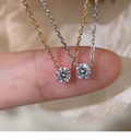 Clea | Gold Moissanite Stone Necklace – Radiant Brilliance
