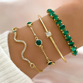 Elegant Vintage Green Zirconia Bracelet Set