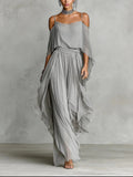 Renata | Gray Fluid Set with Strappy Top and Lightweight Pants