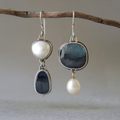 Elegant Vintage Blue Stone & Pearl Earrings