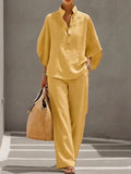 Noelle | Relaxed Button Linen Two-Piece Set