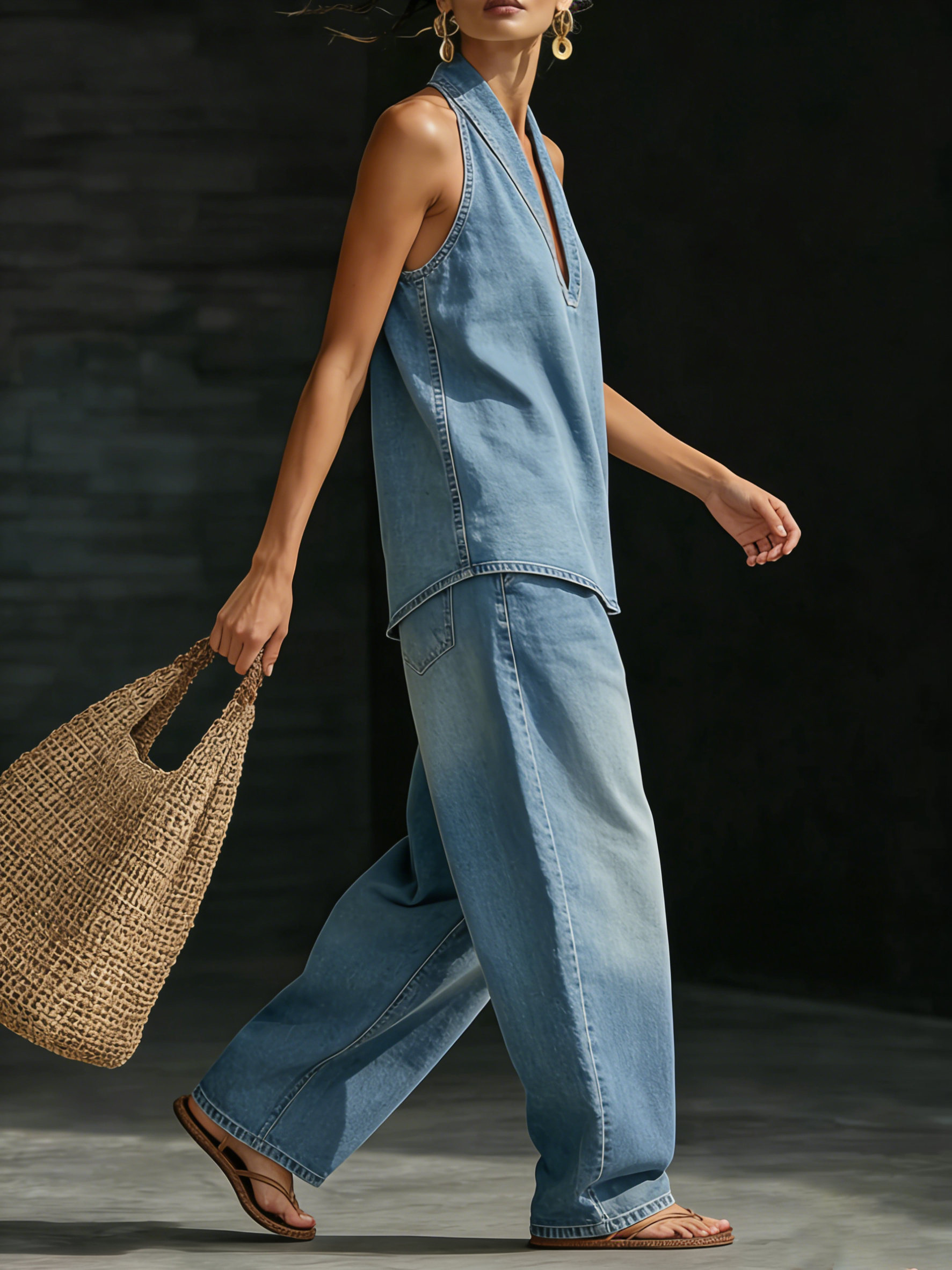 : Mary - Denim 2-Piece Set in van Paper Favor