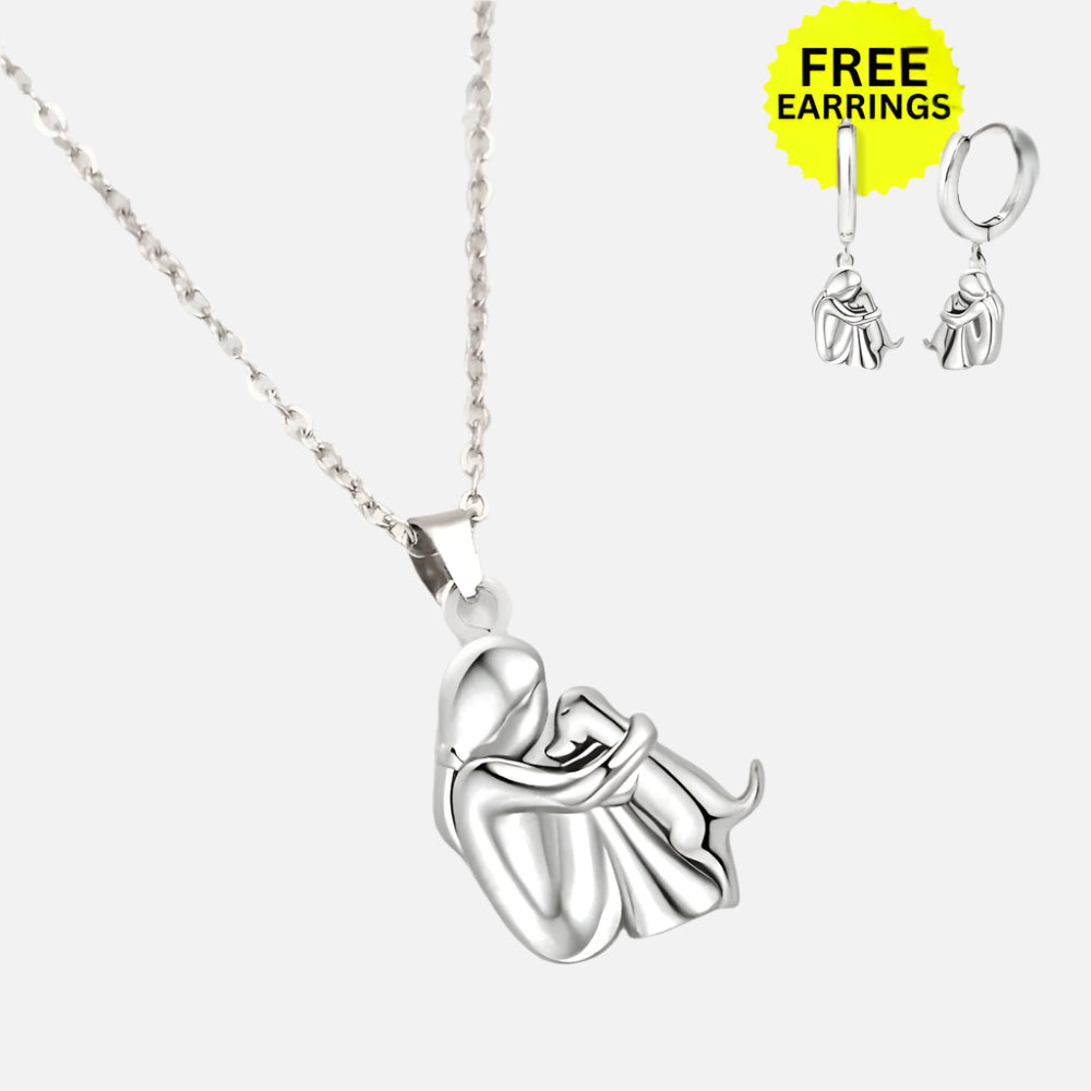 Hug Pendant Necklace Set with Free Earrings - Limited-Time Bonus Offer