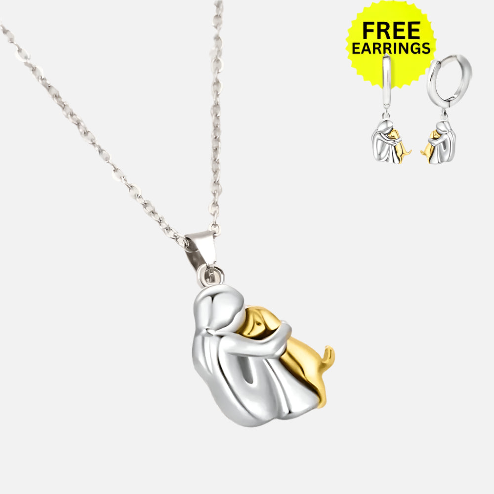 Hug Pendant Necklace Set with Free Earrings - Limited-Time Bonus Offer