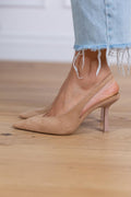 Jeanine - Nude Slingback Heels with a Sleek, Delicate Heel