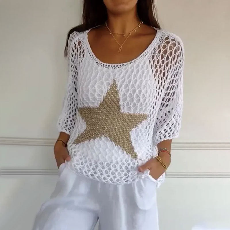 Jiah Starry Knit Top - Celestial Pattern, Soft & Cozy Knitwear