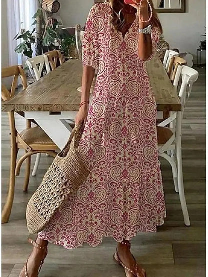 Dress : ARIA | Boho Tummy Coverage Dress in Red van Paper Favor