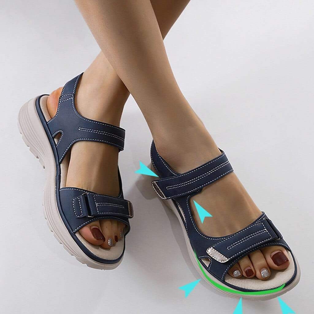 : Women's Double Strap Walking Sandals - Lightweight Comfort in Blå van Freya Kobenhavn